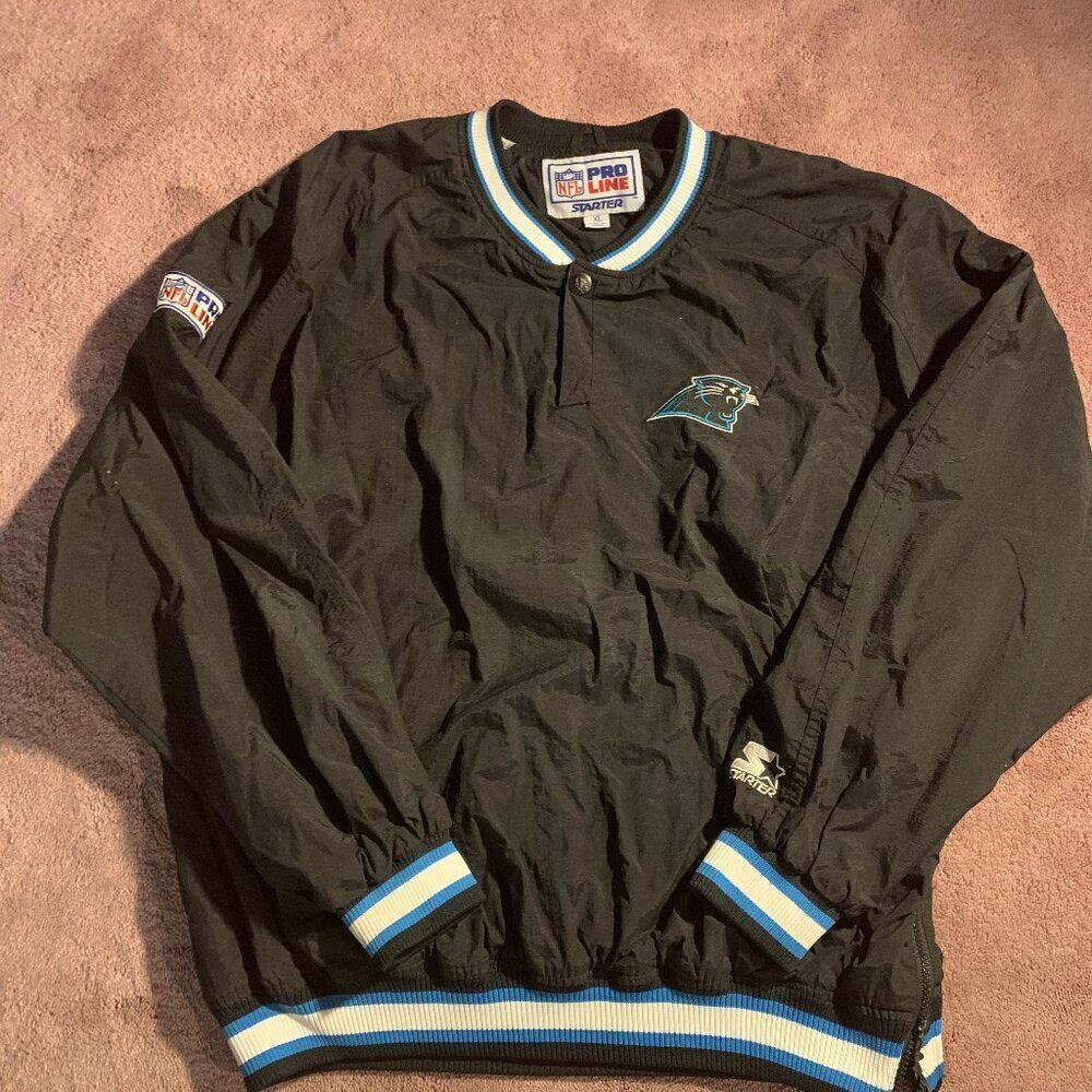 Vintage‎ Starter NFL Pro Line Carolina Panthers Windbreaker Pullover XL Black